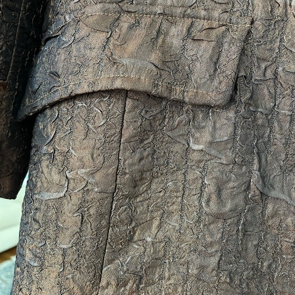 Flair women’s bronze brawn/ Copper , textured Crinkle effect size M long Jacket - Picture 5 of 10